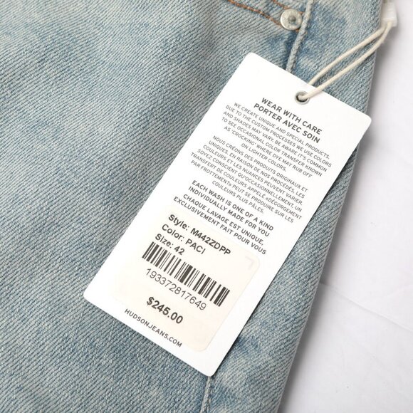 HUDSON Mens Zach Skinny Moto Jeans Stretch Light Wash Paci Casual sz 42 NEW - Picture 6 of 10